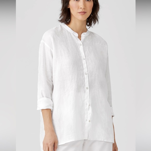 Eileen Fisher Dresses & Skirts - Eileen Fisher Organic Handkerchief Linen blouse Shirt Style S19OLA Medium white